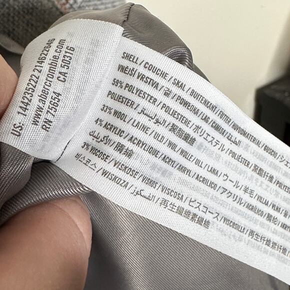 ABERCROMBIE & FITCH Heavyweight Wool-Blend Blazer Coat Gray Plaid Sz XSP $200 - Picture 5 of 5